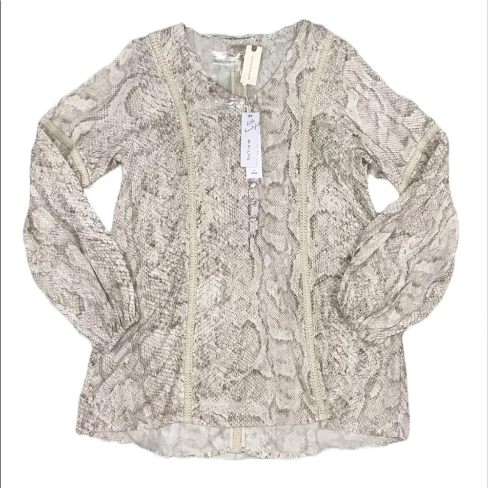 Anthropologie Mini Dress Tunic Coverup Camilla Snake Print Crochet Henley NEW M - Picture 5 of 16
